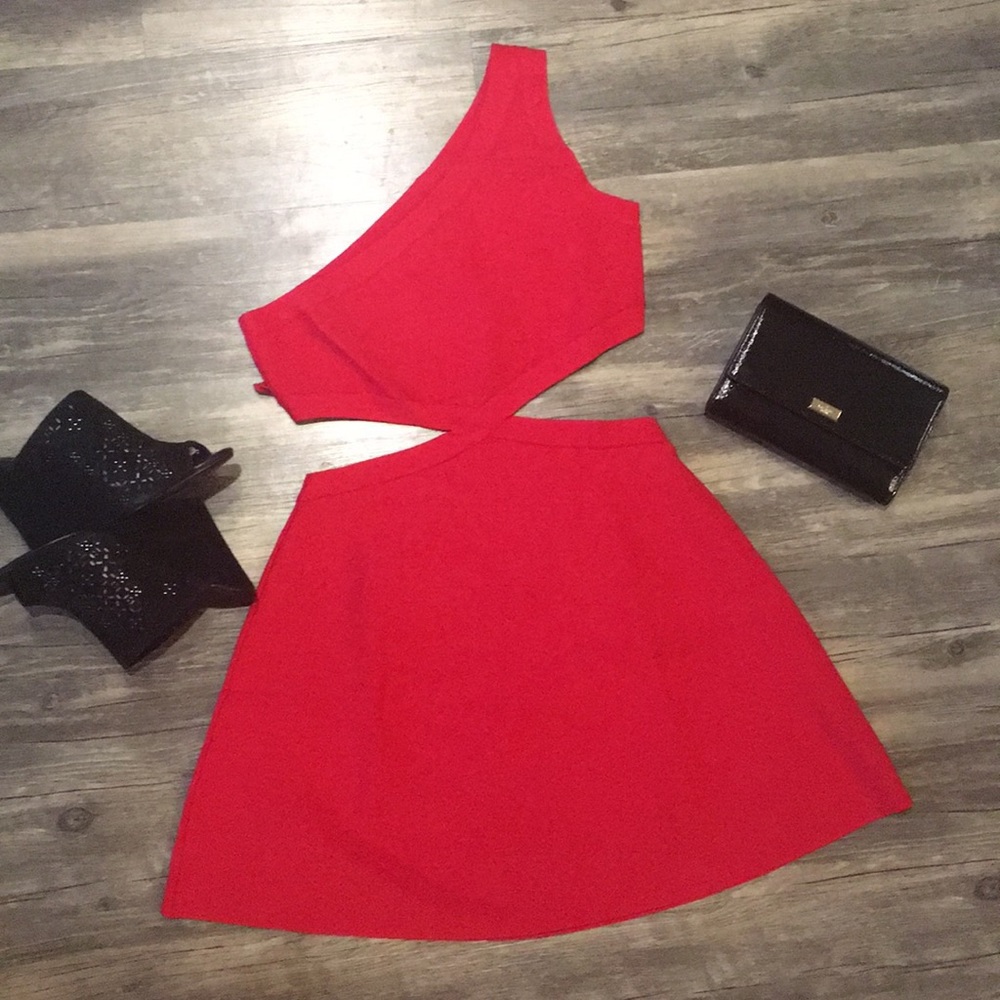BCBGMAXAZRIA Jacquelin One-Shoulder Cutout Dress